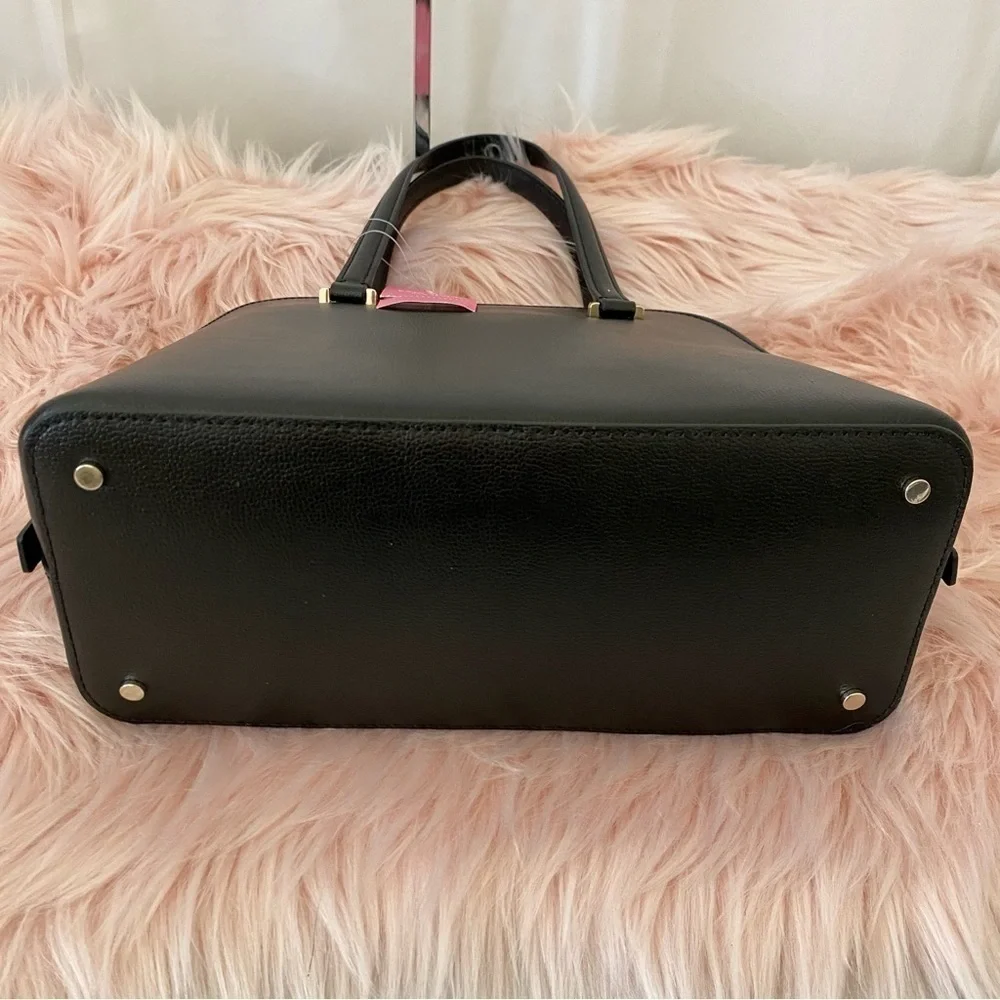 BNWT Kate Spade Black Embossed Leather Medium Dome Satchel w/ Crossbody Strap